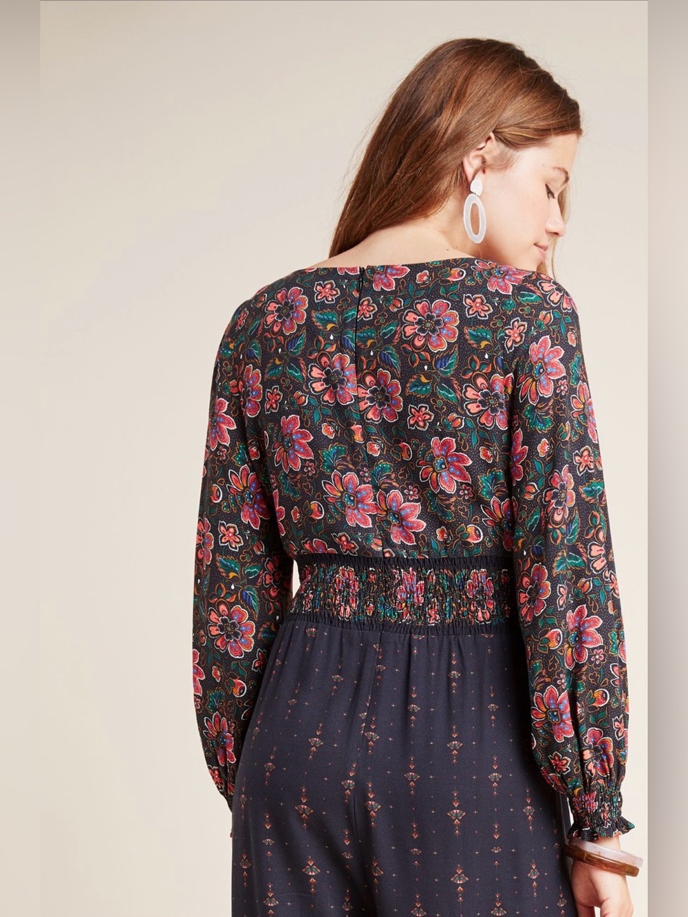 FARM Rio Navy Wide-Leg Floral Jumpsuit with Pink Accents - Picture 5 of 8